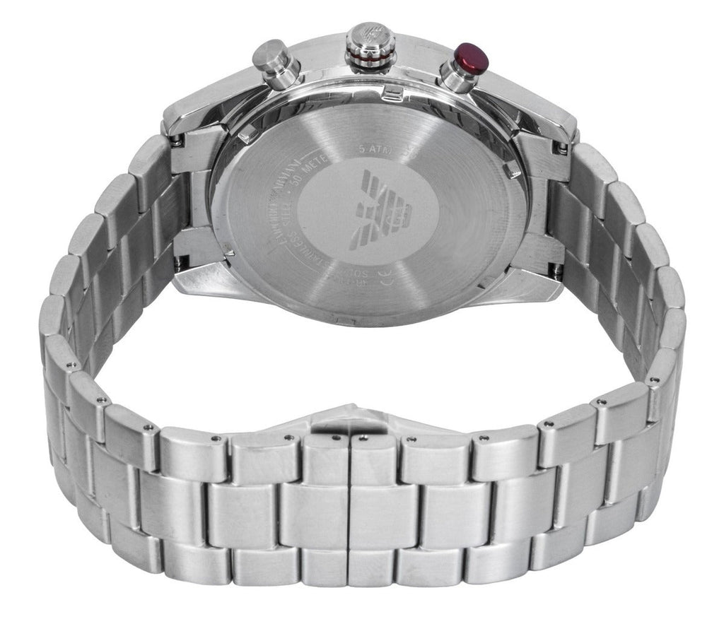 Emporio Armani Racer Chronograph White Dial Silver Steel Strap Watch for Men - AR11645