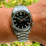 Seiko 5 Sports SNXS Series Automatic Black Dial Silver Steel Strap Watch for Men - SRPK89K1