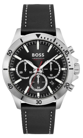 Hugo Boss 1514055 Troper Chronograph Men's Watch – Black Dial & Black Leather Strap