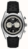 Emporio Armani Racer Chronograph Black Dial Black Leather Strap Watch for Men - AR11635