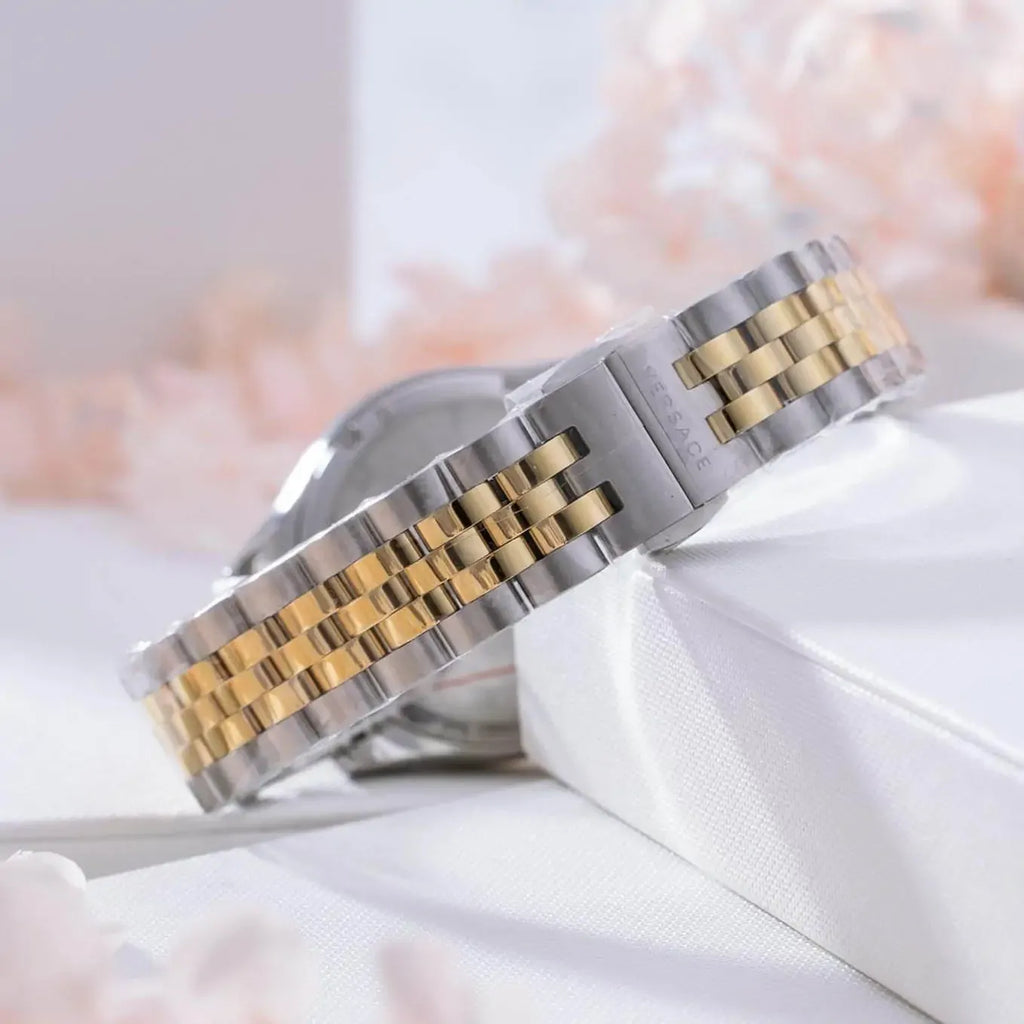 Versace Hellenyium Quartz Blue Dial Two Tone Steel Strap Watch for Women - VE2S00522