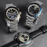 Seiko Prospex Speedtimer Solar Chronograph Black Dial Silver Steel Strap Watch for Men - SSC941