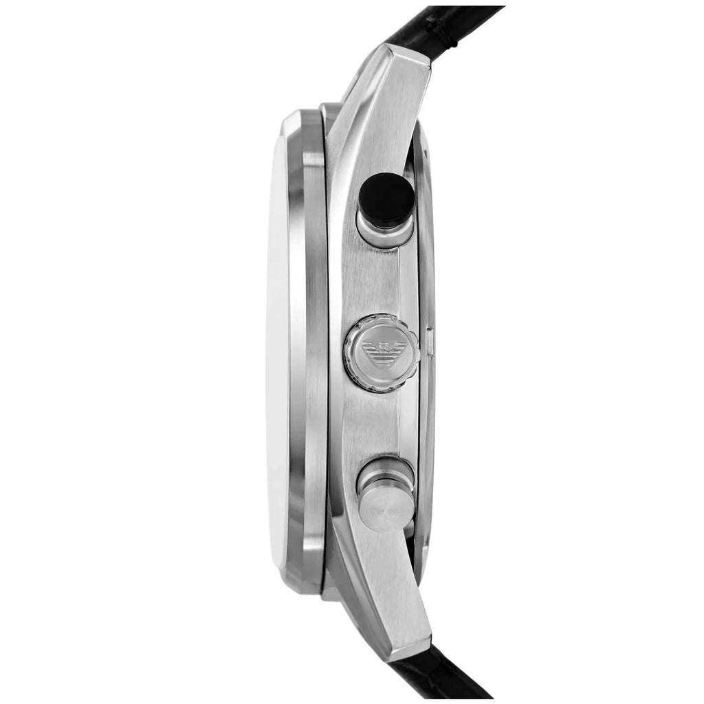 Emporio Armani Racer Chronograph Black Dial Black Leather Strap Watch for Men - AR11635