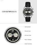 Emporio Armani Racer Chronograph Black Dial Black Leather Strap Watch for Men - AR11635