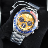 Seiko SSC947 Prospex Solar Chronograph 1969 Re-interpretation Quartz Men's Watch – Orange Dial & Silver Steel Strap