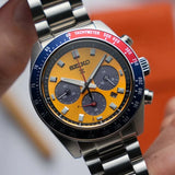 Seiko Prospex Solar Chronograph 1969 Re-interpretation Orange Dial Silver Steel Strap Watch for Men - SSC947