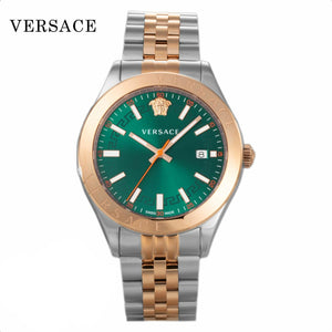 Versace Hellenyium Quartz Green Dial Two Tone Steel Strap Watch for Men - VEVK01324
