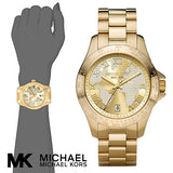 Michael Kors Layton Chronograph Gold Dial Gold Steel Strap Watch for Women - MK5959