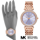 Michael Kors Darci Purple Dial Rose Gold Steel Strap Watch for Women - MK3400
