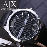 Armani Exchange Hampton AX2101 Men's Chronograph Watch – Classic Black Dial with Black Leather Strap