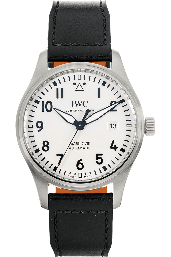 IWC Pilot's Watch Mark XVIII White Dial Black Leather Strap Watch for Men - IW327002