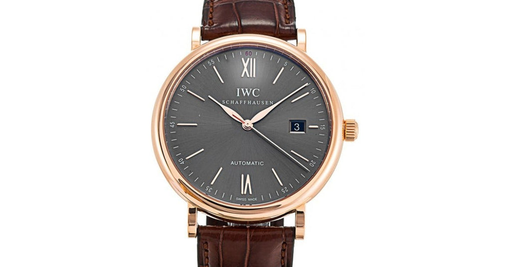 IWC Portofino Automatic Grey Dial Brown Leather Strap Watch for Men - IW356511
