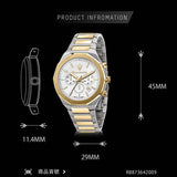 Maserati Stile Chronograph White Dial Two Tone Steel Strap Watch For Men - R8873642009