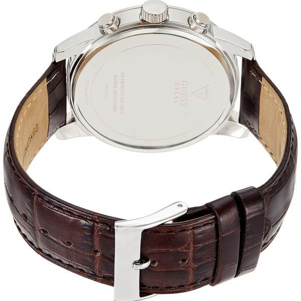 Guess Pinnacle Chronograph Quartz Blue Dial Brown Leather Strap Watch For Men - W0673G1