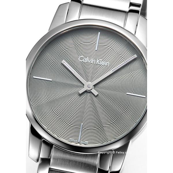 Calvin Klein City Grey Dial Silver Steel Strap Watch for Women - K2G23144