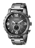 Fossil Nate Chronograph Gunmetal Dial Grey Steel Strap Watch for Men - JR1437