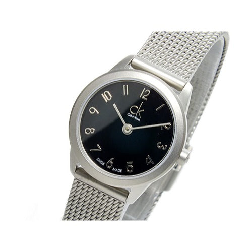 Calvin Klein Minimal Black Dial Silver Mesh Bracelet Watch for Women - K3M53151