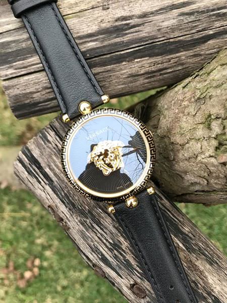 Versace Palazzo Empire Black Dial Black Leather Strap Watch for Women - VCO020017