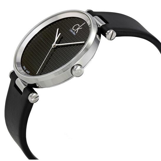 Calvin Klein Sight Black Dial Black Leather Strap Watch for Men - K1S21102