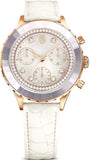 Swarovski 5671150 Octea Chrono Crystals Women's Watch – White Dial & White Leather Strap
