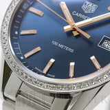 Tag Heuer Carrera Quartz Diamonds Blue Dial Silver Steel Strap Watch for Women - WAR1114.BA0601