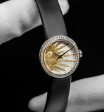 Dior La D De Dior Dior Rose Céleste Diamonds Mother of Pearl Dial Black Leather Strap Watch for Women - CD04711X1001 0000