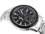 Tommy Hilfiger Austin Black Dial Silver Steel Strap Watch for Men - 1791639