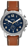 Fossil FS5602 Bowman Chronograph Men's Watch – Blue Dial & Brown Leather Strap