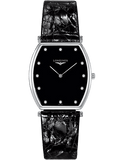 Longines La Grande Classique de Longines Tonneau Black Dial Black Leather Strap Watch for Women - L4.205.4.58.2