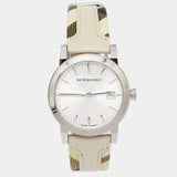 Burberry The City White Dial Beige Leather Strap Watch for Women - BU9132