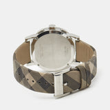 Burberry The City Smoke Dial Checked Brown Leather Strap Watch for Men - BU9358