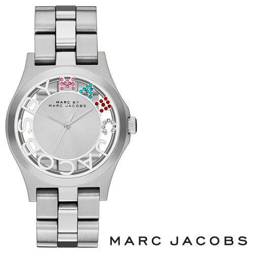 Marc Jacobs Henry Skeleton Silver Dial Silver Steel Strap Watch for Women - MBM3262