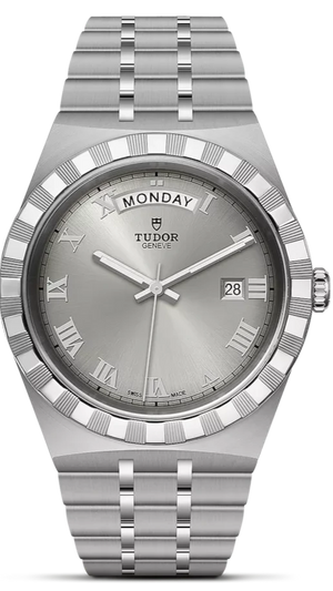 Tudor Royal Day Date Diamonds Automatic Silver Dial Silver Steel Strap Watch for Men - M28600-0002