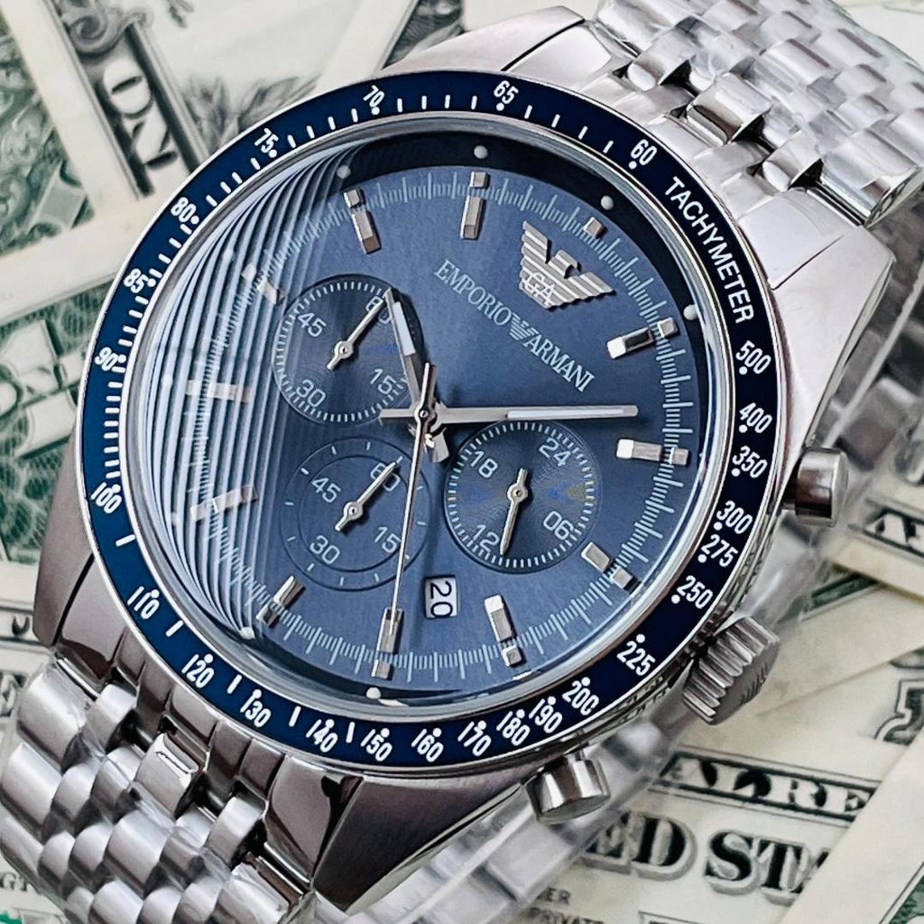 Emporio Armani Sportivo Chronograph Blue Stainless Steel Watch For Men - AR6072
