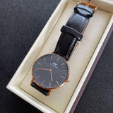 Daniel Wellington Classic Sheffield DW00100139 Women's Watch – Black Dial with Black Leather Strap