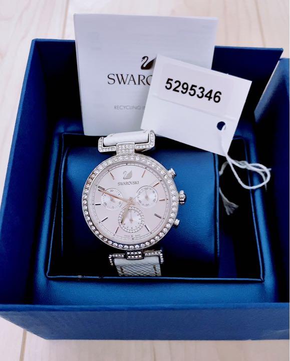 Swarovski Era Journey Silver Dial White Leather Strap Watch for Women - 5295346