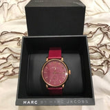Marc Jacobs Baker Maroon Dial Maroon Leather Strap Watch for Women - MBM1271