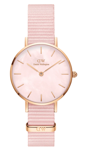 Daniel Wellington Petite Mother of Pearl Pink Dial Pink Nylon Strap Watch For Women - DW00100512
