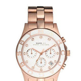 Marc Jacobs Blade Chronograph White Dial Rose Gold Steel Strap Watch for Women - MBM3082