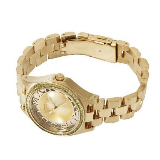 Marc Jacobs Henry Transparent Gold Dial Gold Steel Strap Watch for Women - MBM3338