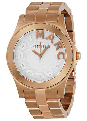 Marc Jacobs Rivera White Dial Rose Gold Steel Strap Watch for Women - MBM3135