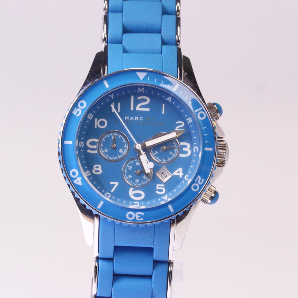 Marc Jacobs Rock Chronograph Blue Dial Blue Silicone Strap Watch for Women - MBM2575
