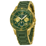 Marc Jacobs Rock Chronograph Green Dial Green Silicone Strap Watch for Women - MBM2597