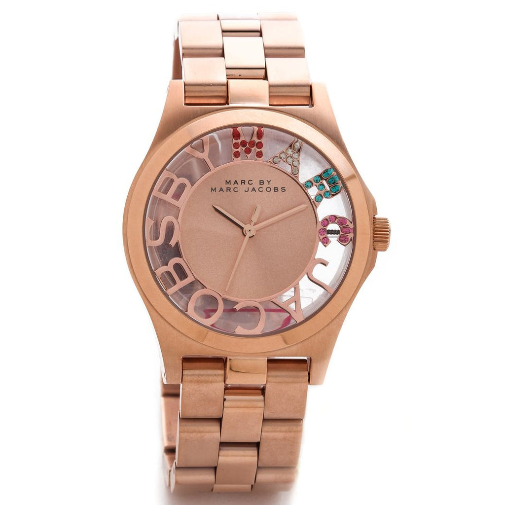 Marc Jacobs Henry Skeleton Rose Gold Dial Rose Gold Steel Strap Watch for Women - MBM3264