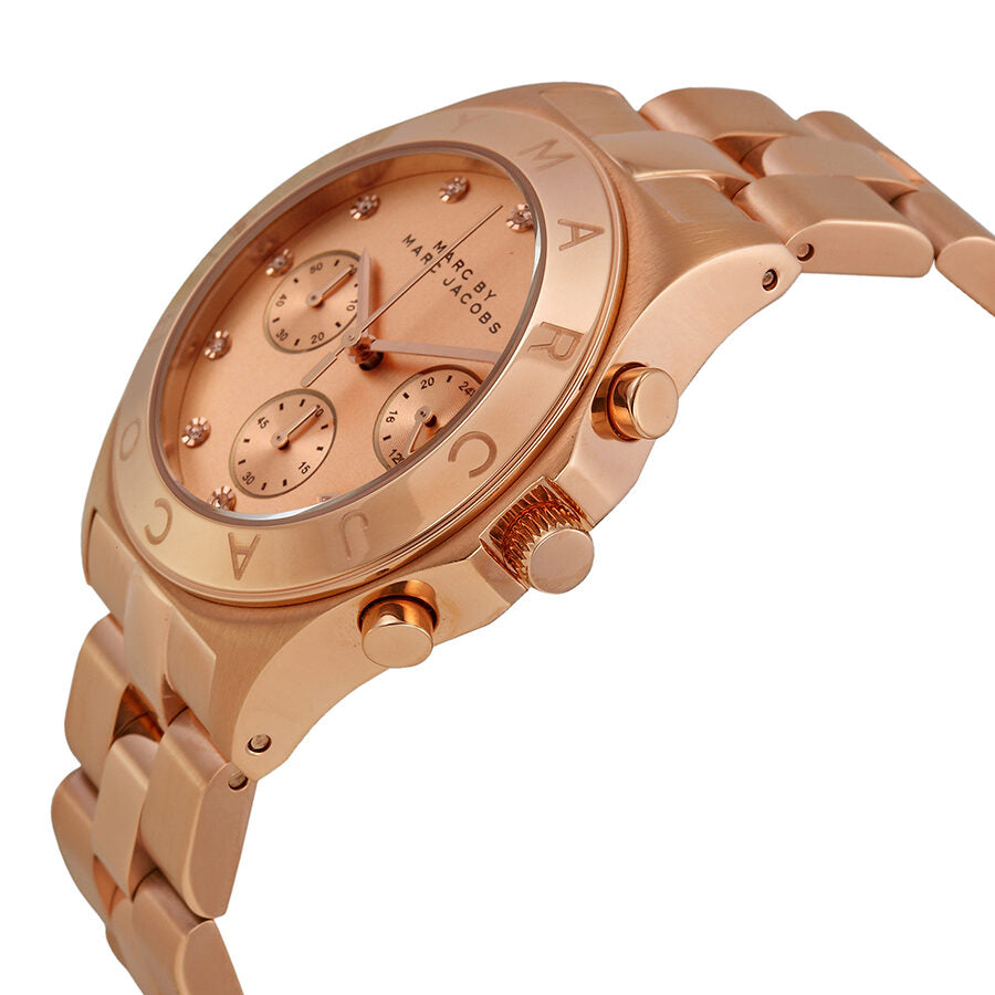 Marc Jacobs Blade Chronograph Rose Gold Dial Rose Gold Steel Strap Watch for Women - MBM3102