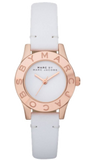 Marc Jacobs Mini Blade White Dial White Leather Strap Watch for Women - MBM1207