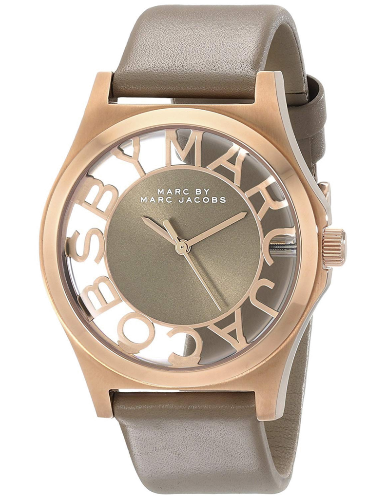 Marc Jacobs Henry Dinky Skeleton Beige Dial Beige Leather Strap Watch for Women - MBM1245