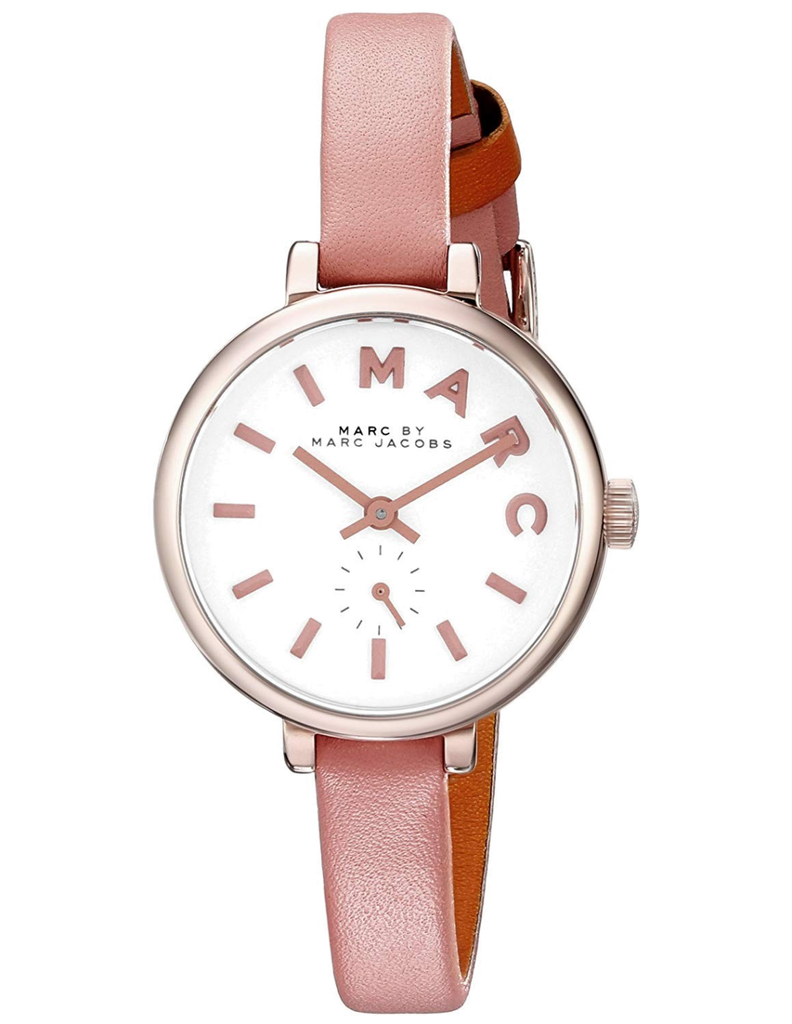 Marc Jacobs Sally White Dial Orange Leather Strap Watch for Women - MBM1355