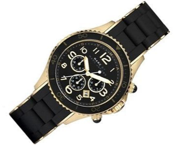 Marc Jacobs Rock Chronograph Black Dial Black Silicone Strap Watch for Women - MBM2552