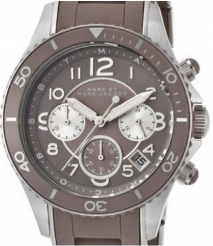 Marc Jacobs Rock Chronograph Grey Dial Grey Silicone Strap Watch for Women - MBM2595
